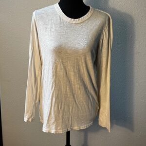NSF Women Size Medium White Sheer Long Sleeve Crew Neck T Shirt EUC